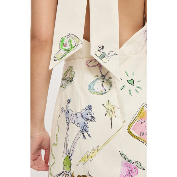 Alemais + Anouk Colantoni Court organic cotton-twill halterneck mini dress US 8 - Picture 6 of 12